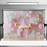 Lofaris Circus Tent Pink White Balloons Photography Backdrop